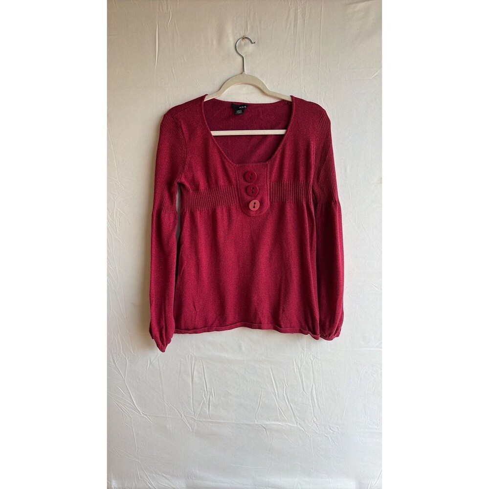 Mixit Vintage Y2K Metallic Red Empire Waist Knit Top
